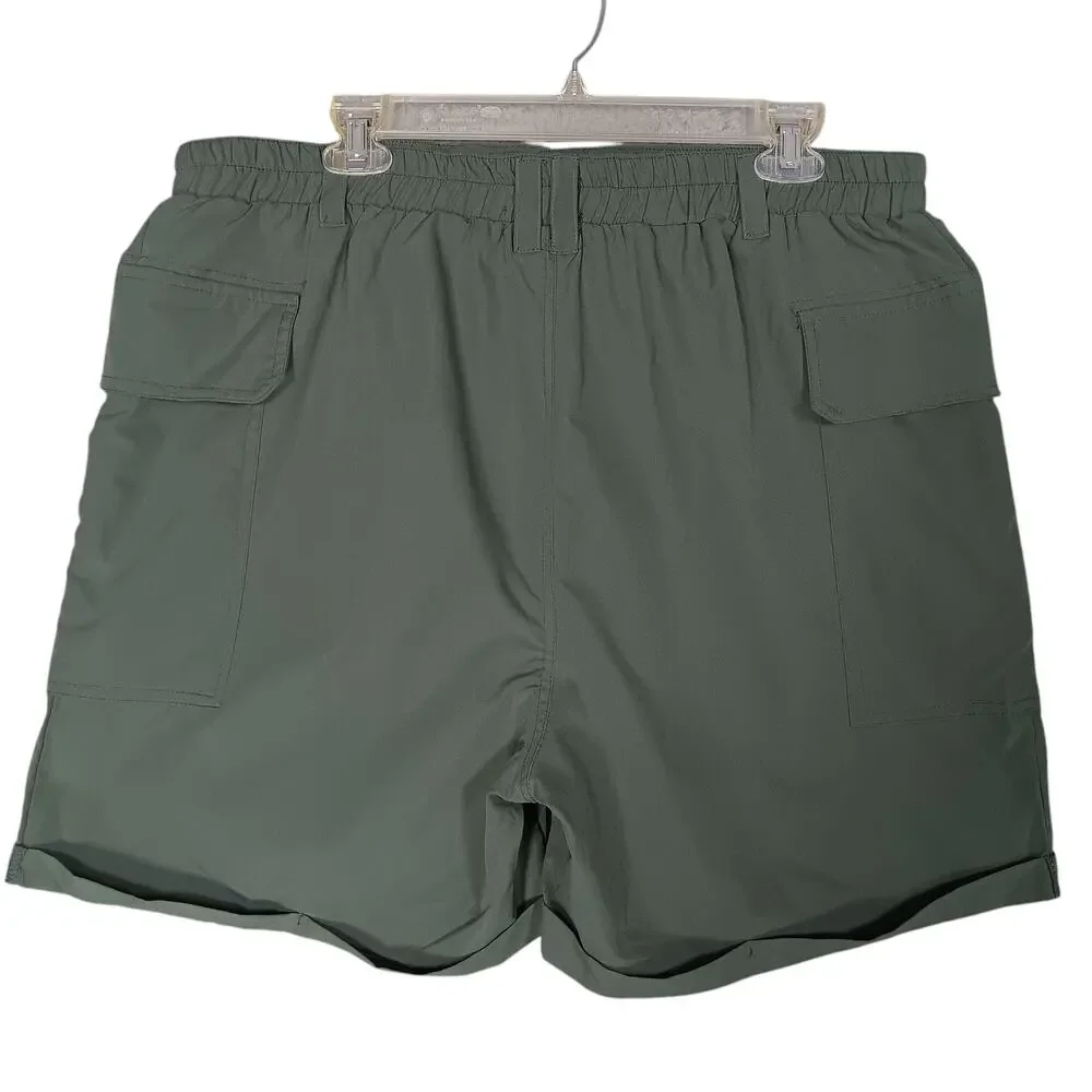 Thrill Olive Green Shorts Size 1X Zip and Button Elastic Waist Sides and Pockets